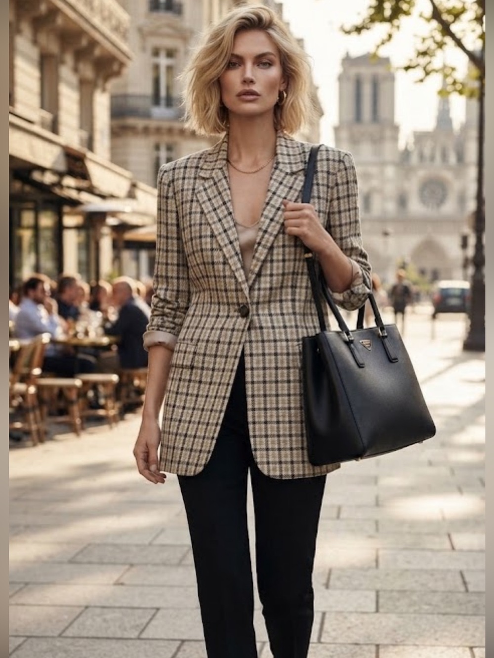 Vintage JH Collectibles Glen Plaid Linen Blend Blazer